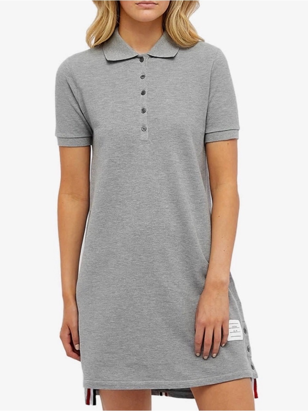 Thom Browne Grey Polo Midi Dress with Signature Stripe
